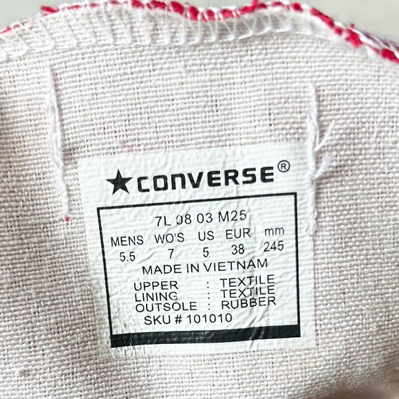 Converse Chuck Taylor All Star Red High Top Sneaker - Women's Size 7/Men's 5.5 - Picture 7 of 7